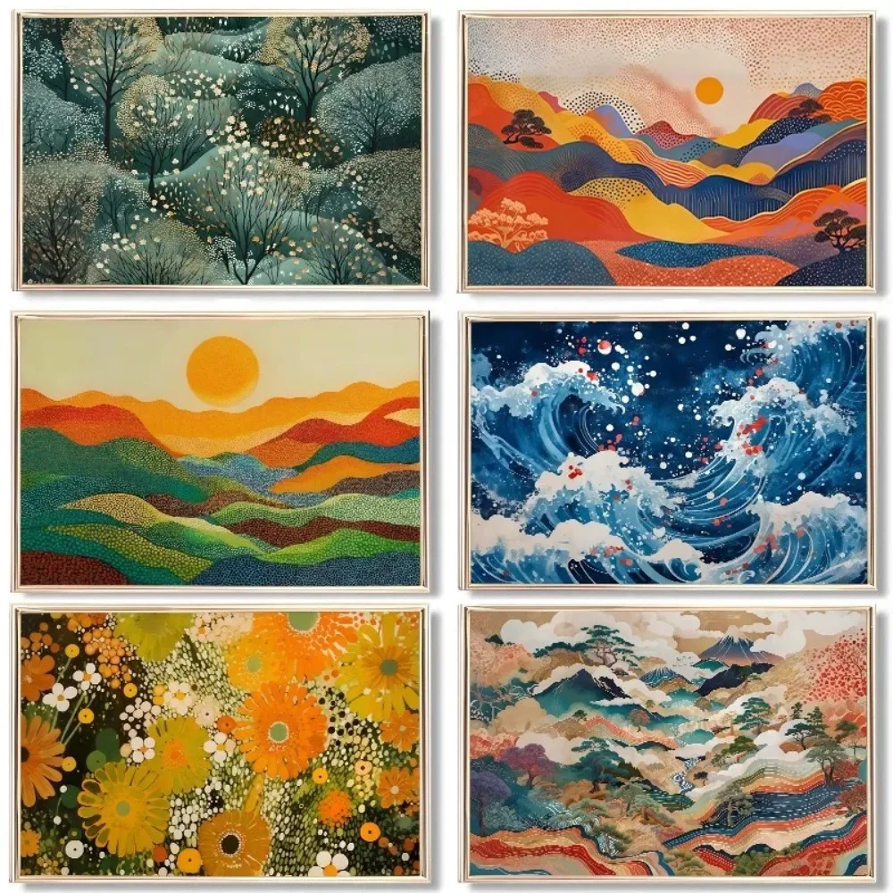 Japanische Naturlandschaft Abstrakte Farben DIY Diamantmalerei Kunst Museum Wohnzimmer Heimdekoration