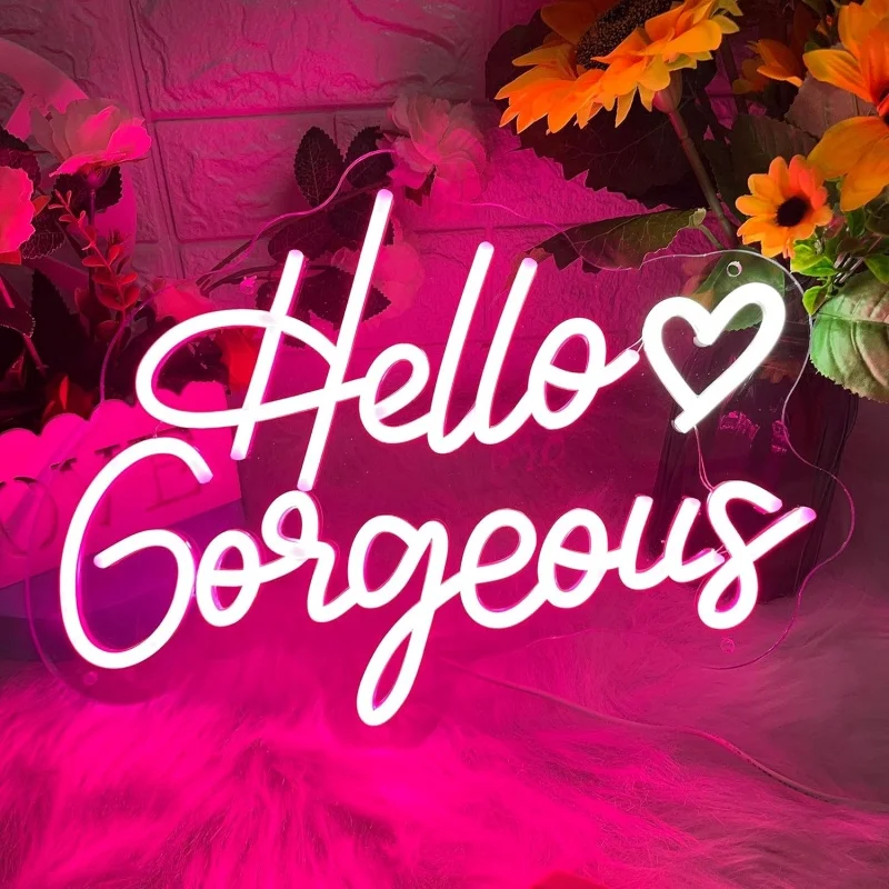 Hello Gorgeous Neon Sign LED Neon Light Sign For Home Beauty Shop Wall Art Decor Light Wedding Engagement Backdrop Decoration