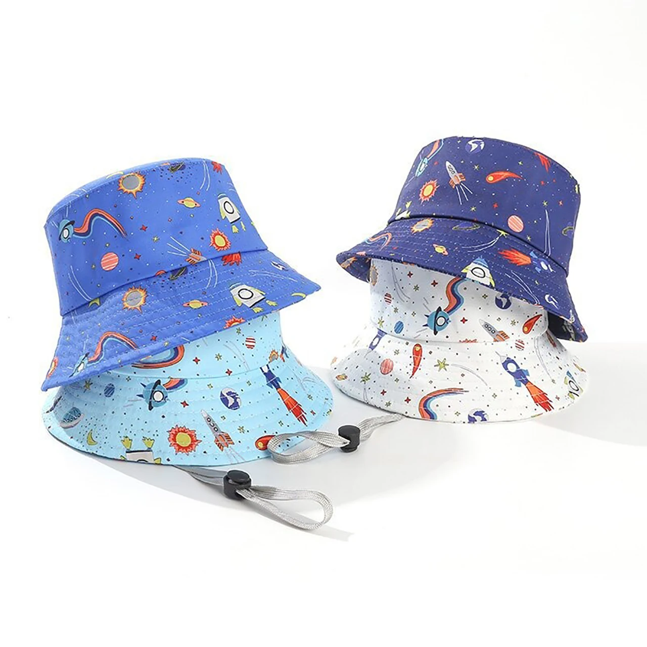 

Boy Girl Outdoor Sunscreen Visors Children Sunshade Basin Caps Full Print Kids Bucket Cap Cartoon Flat Top Fisherman Hat 2-6Year