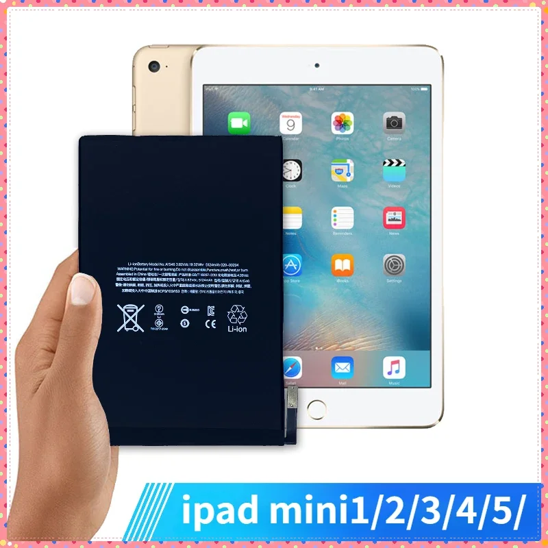 

Высококачественная батарея для Apple iPad Mini 5, 4, 3, 2, 1, A1432, A1454, A1455, A1546, 5124 мАч, аксессуары и запчасти для планшетов