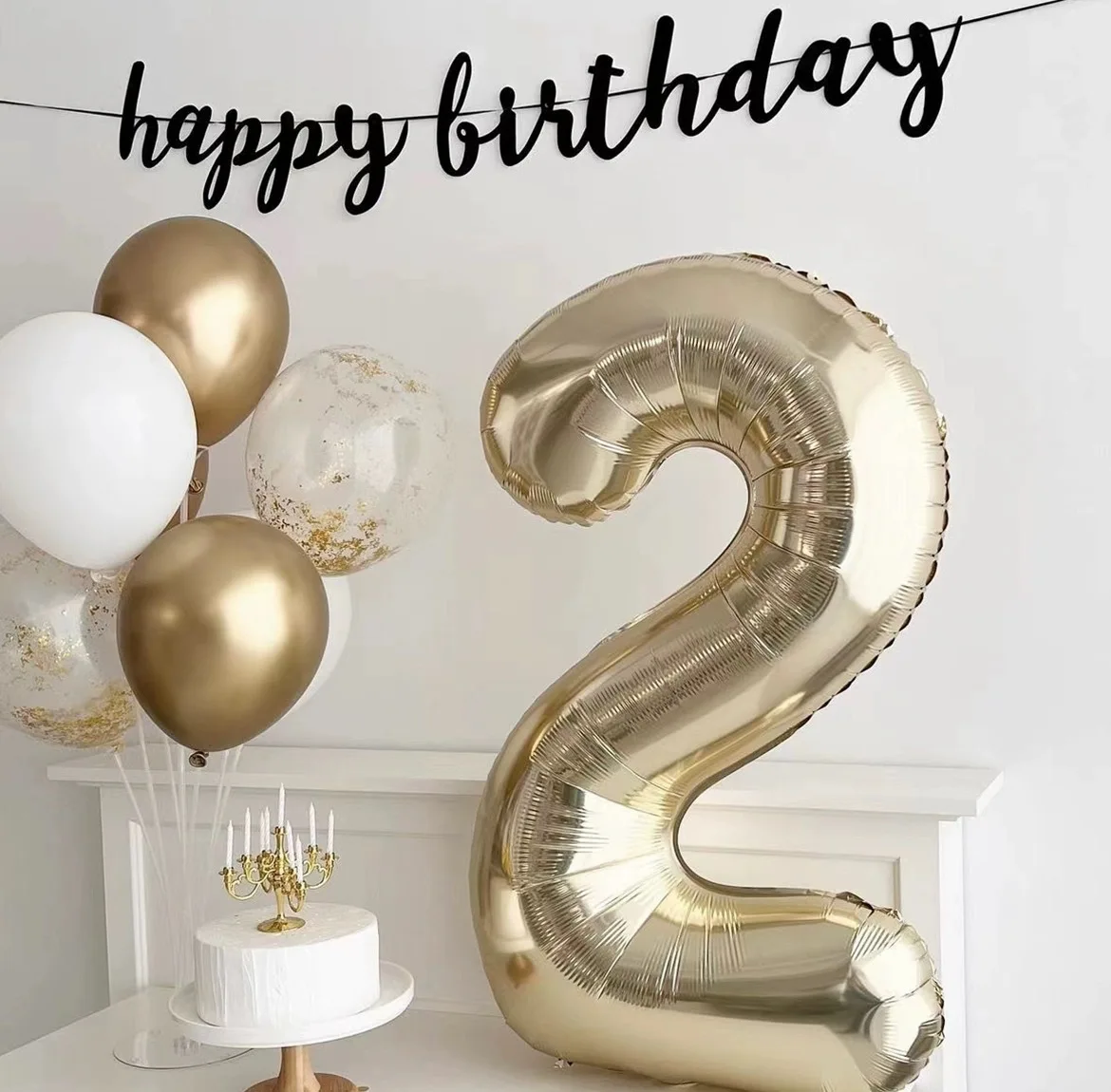 Geburtstagsballon mit Champagner-Gold-Zahlen, 101,6 cm, große Chrom-Gold-Zahlen-Folienballons für Geburtstag, Neujahr, Jahrestag, Dekoration – Detail 9