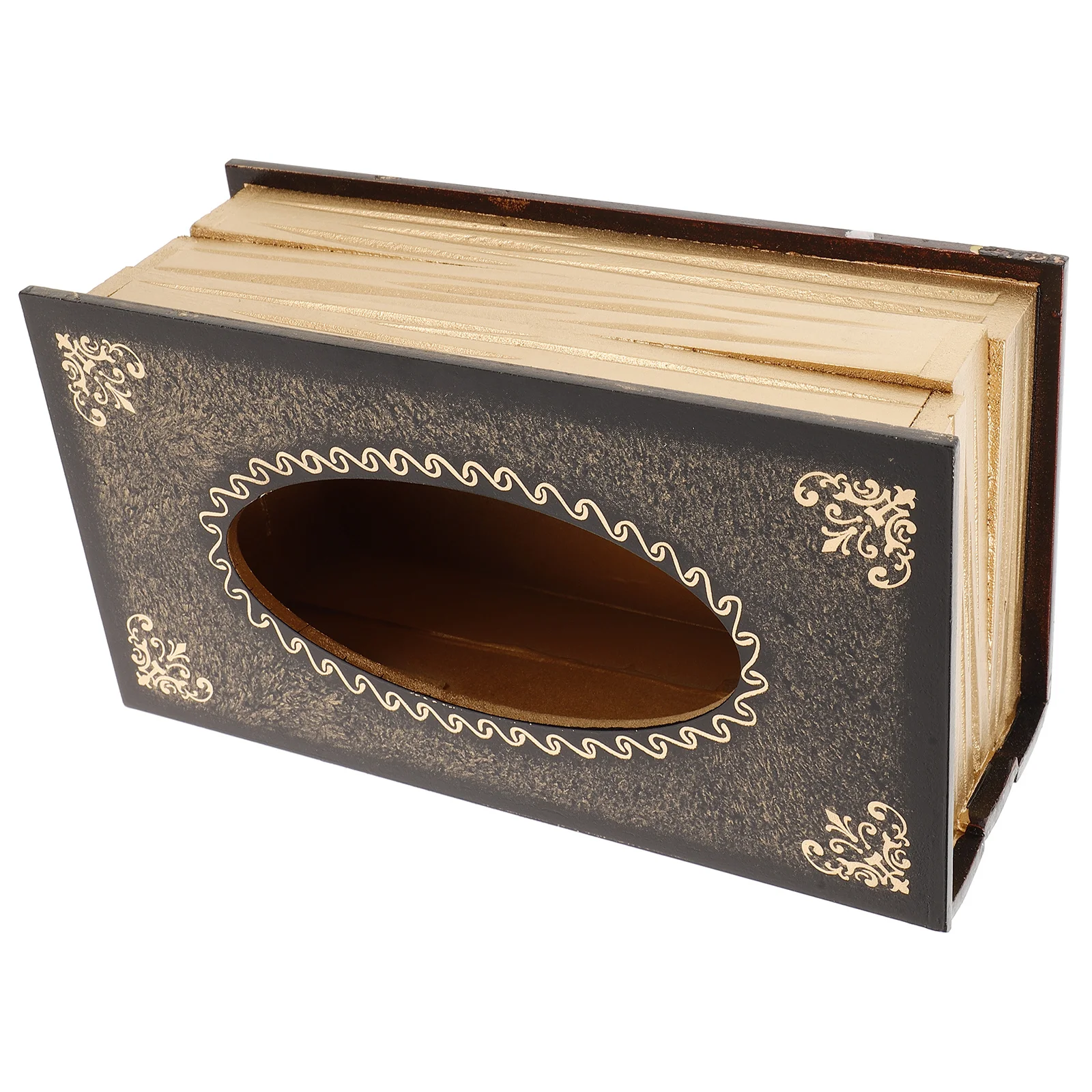 

Wood Tissue Box Retro Book Design Decorative Tissue Holder Easy Open Napkin Case Perfect for Home Office Car Bathroom