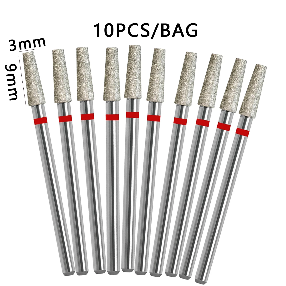 10 stks/set Tapered Diamond Cuticle Bit Nail Boren Manicure Boren Nagels Accessoires Gereedschap