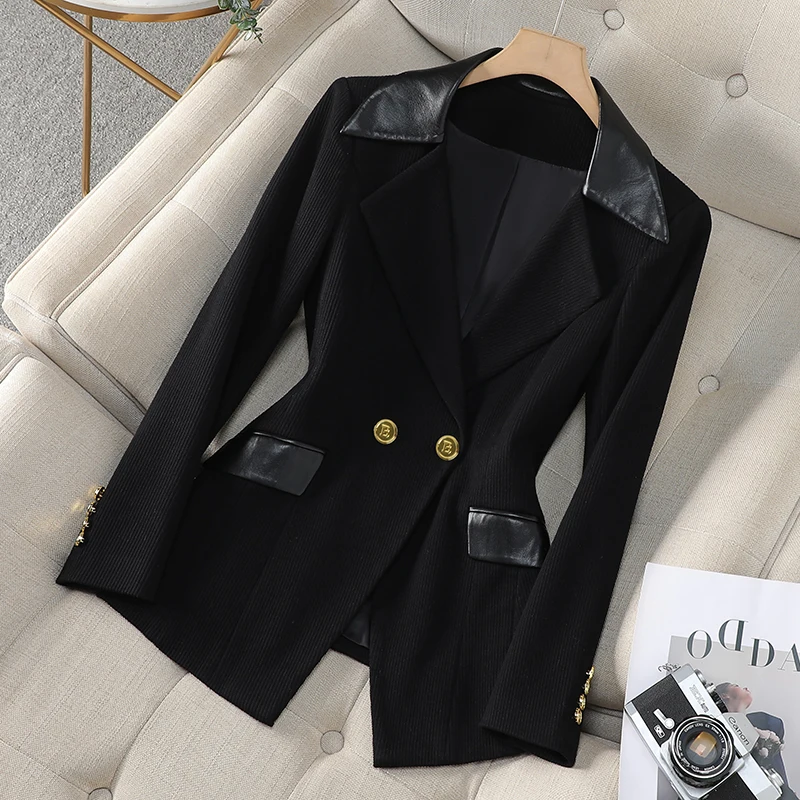 ZJYT 2024 Autumn Jackets for Women Long Sleeve Turn Down Collar Outerwears Female Winter Coats Plus Size Casual Office Blazers