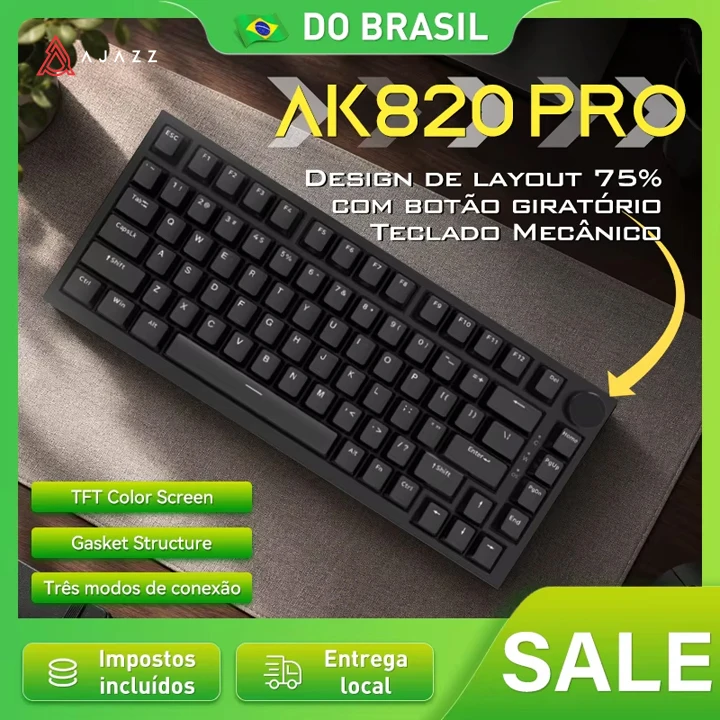 AJAZZ AK820 / AK820 Pro: teclado mecânico de 82 teclas para jogos e uso profissional, com envio gratuito para todo o Brasil.