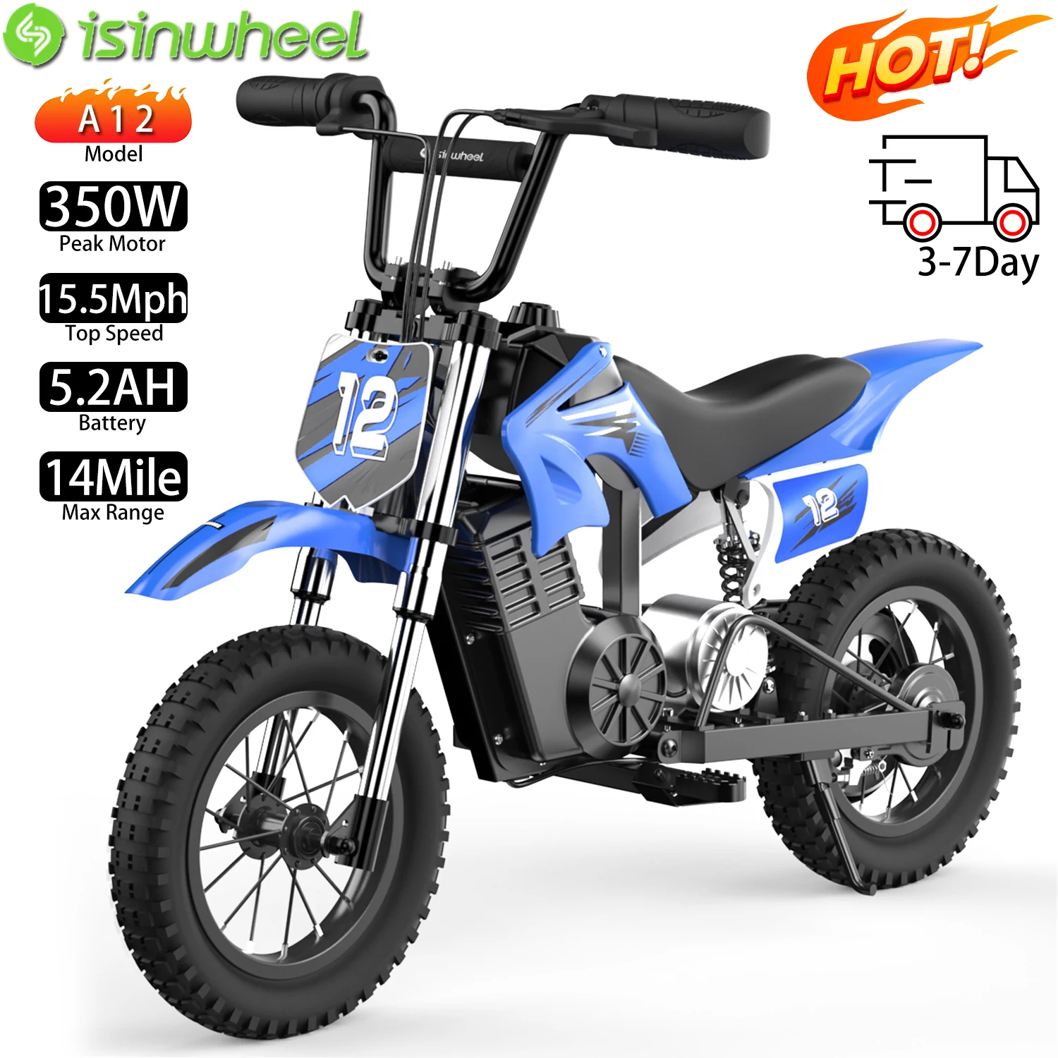Children's Electric Bike Suitable For Teenagers Over 6 Years Old 350W Motor Top Speed 15.5Mph Range 14Mile Load 164Ibs Safe New