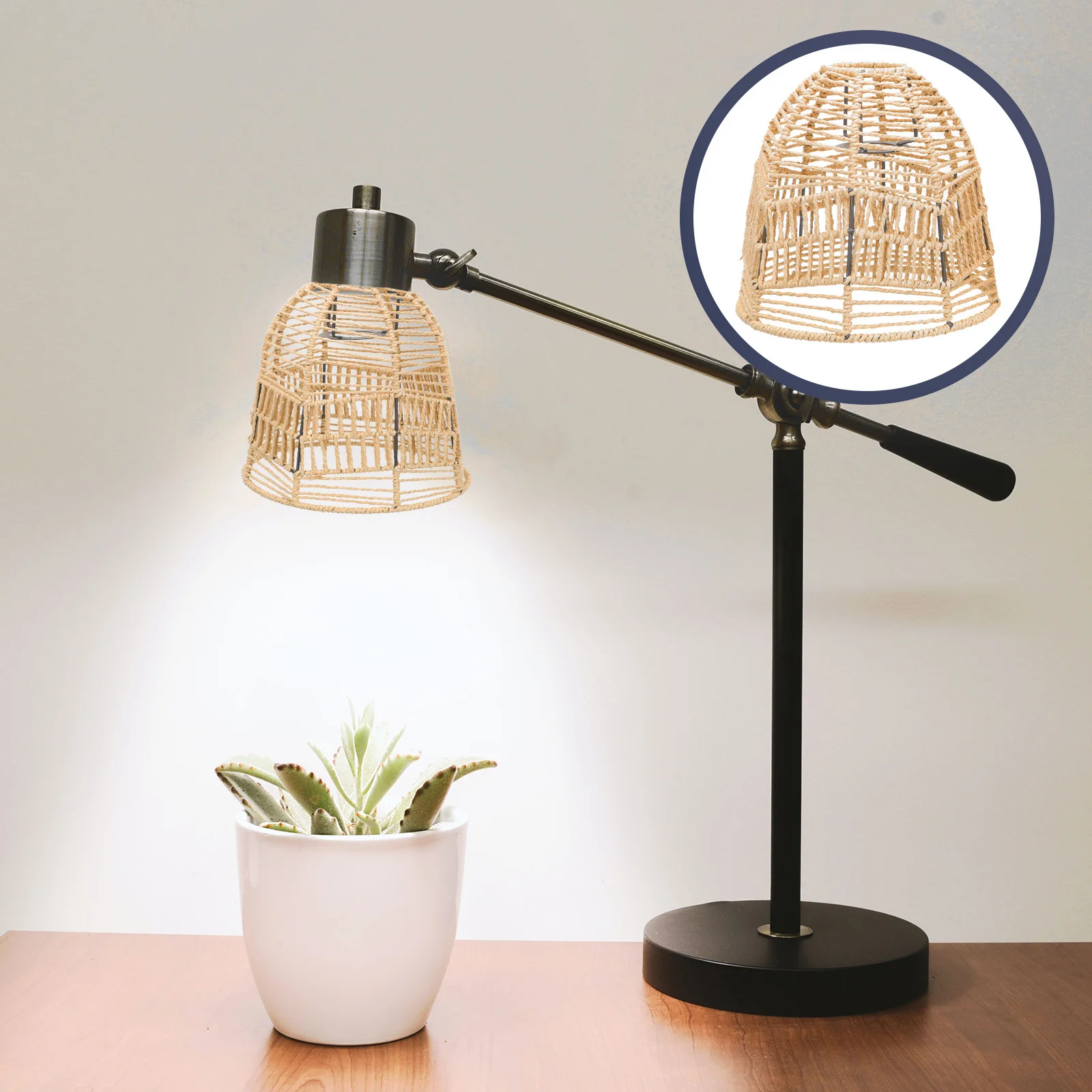 

Chinese Style Imitation Rattan Lamp Cover Woven Lampshade Vintage Style Simple Elegant Chandelier Light Shade Living Room Tea