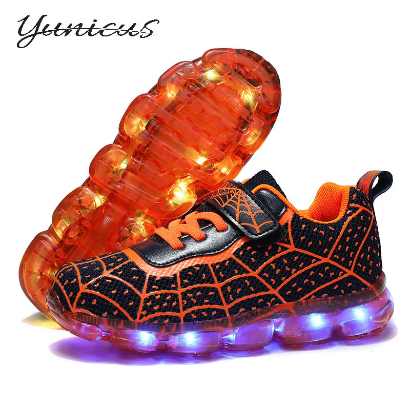 YUNICUS Breathable Sports Children\'S Shoes Boys Leisure Sports Led Marquee Light Shoes Sneakers Boys Usb Charging Light Shoes