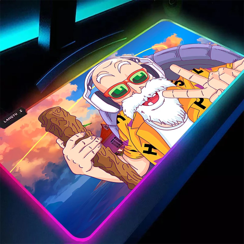 

Светодиодный коврик для мыши DBZ Dragon Ball Master Roshi, аниме, XXL, компьютерный RGB-коврик для мыши, игровые аксессуары, подсветка для клавиатуры Varmilo