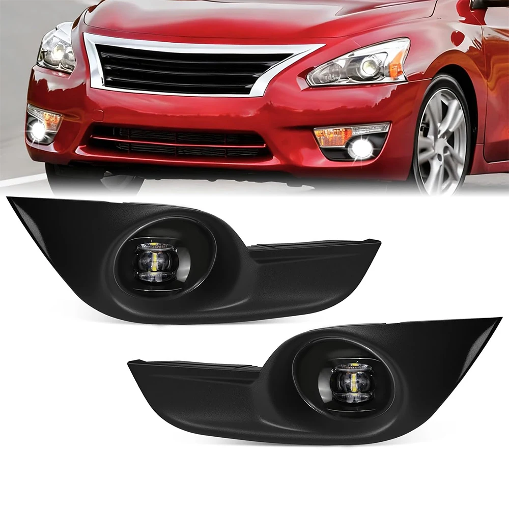 LED Fog Lights for Nissan Altima Sedan 2013 2014 2015 Front Bumper Fog Lamp Assembly Kit with Wiring Harness & Switch Clear Lens