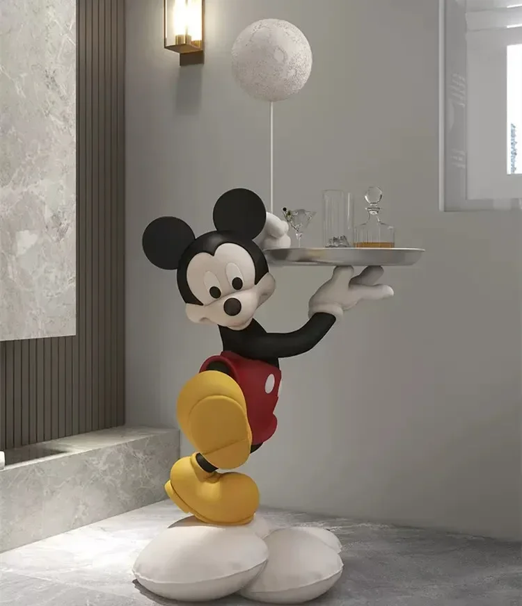 

108cm Disney Cartoon Anime Micky mouse Tray LED Light action figure Collection model Living Room Study Statue Home Decoration