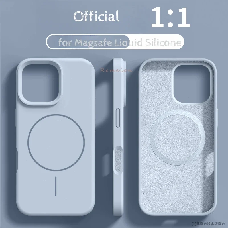 오리지널 로즈 리퀴드 실리콘 16 Magsafe 케이스 iPhone 15 14 16 Plus 11 12 13 16 Pro Max 자기 무선 충전 소프트 커버