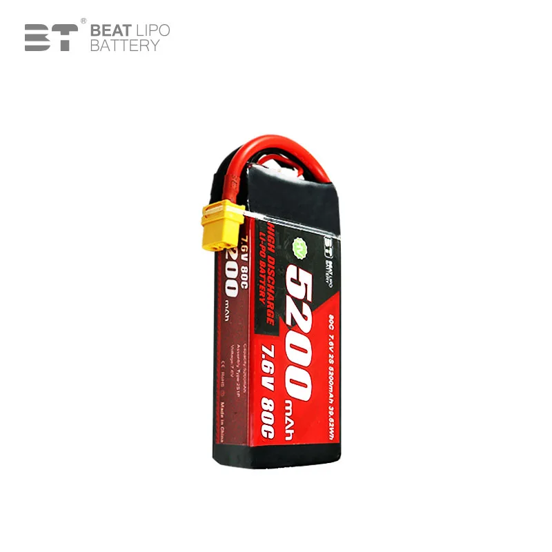 Lipo Lithium Polymer Battery 5200mAh RC Car Drift Electric Rechargeable Devices 2S 7.6V 80C Airplane Drone Batteries