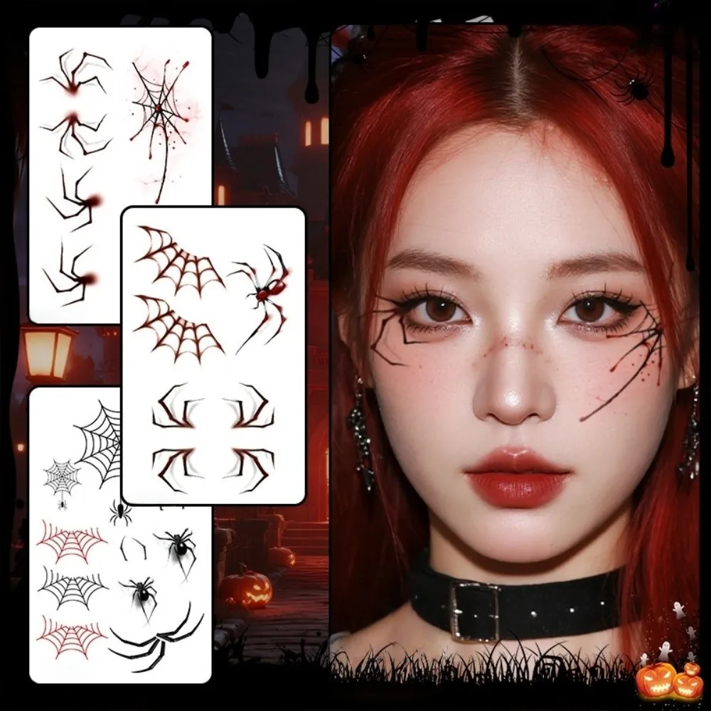 Make Up Joker Face Tattoo Sticker Waterproof Art Circus Clown Temporary Tattoo DIY Long Lasting Spider Web Tattoo Sticker Party