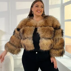 2024 Natural Raccoon Luxury Plus Size tops Clothing Curve coat Real Fur Coat Women's Jackets Winter Furry Vest Leather Female