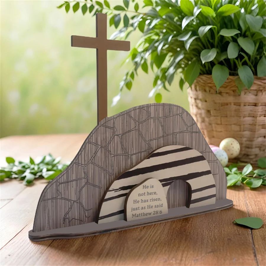 

Easter Scene DIY Wooden Decorations Cross Resurrection Scene Ornaments Manger Creche Nativity Set Crafts Resurrection Home Decor