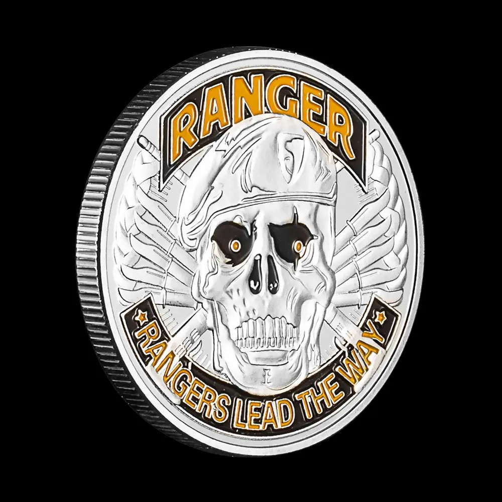 United States Army Ranger Souvenir Silvery Plated Coin Rangers Lead The WayVeteran Collectible Commemorative Coin Challenge Coin view 5