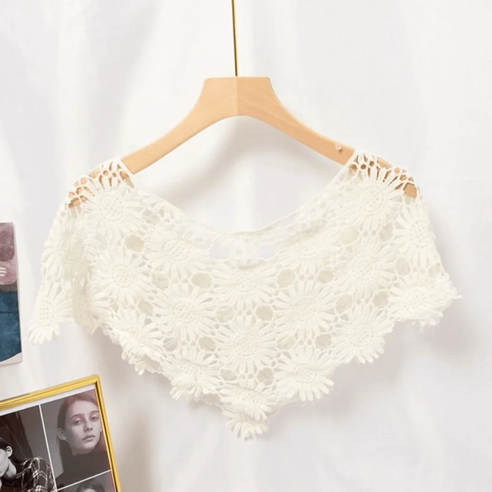 Dulce creativo cuello de ganchillo falso encaje de tul DIY chaleco calado aspecto en capas chal de encaje desmontable Poncho accesorios de ropa