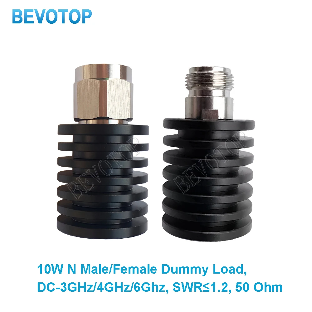 10W N Male/Female Connector DC-3GHz/4Ghz/6GHz 50 Ohm RF Coaxial Termination Dummy Load Nickel Plated for N-J N-K Accessories