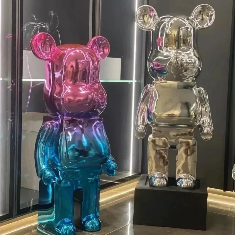 50/80cm Plating Bear Figure Big Animal Bear Statues Large Figurine Sculpture Luxury Livingroom Decoration Desk House Accessories