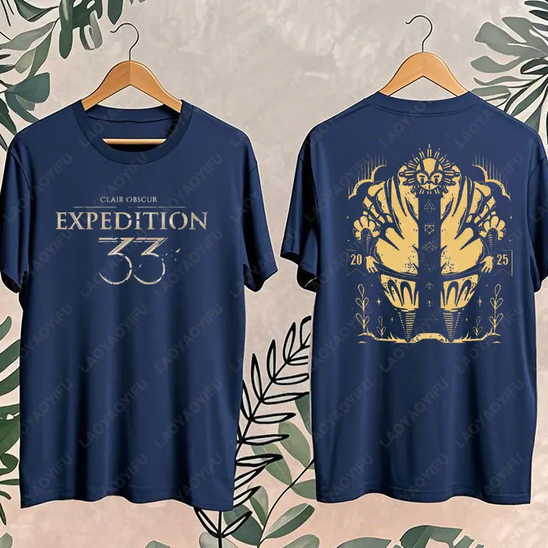 Clair Obscur: Expedition 33 Men Graphic T-Shirt Trendy Two-sided Printed Streetwear Unisex Retro Style Cotton Short-sleeve Tees