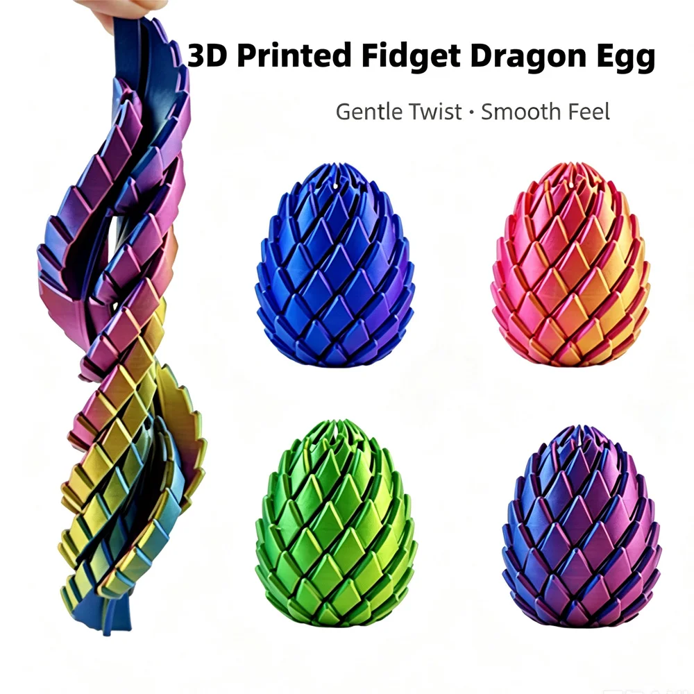 3D Printed Transform Dragon Egg Fidget Toy, Rotatable Stress Relief Ball, Desktop Decor Gift For Teens Adults, Random Color