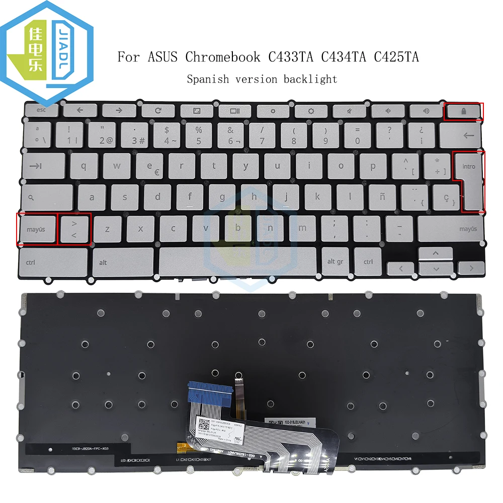 Italian German Spain Backlit Keyboard For ASUS Chromebook Flip C434 C434T C425TA C434TA-DSM4T C425 C425TA-DH384 0KN1-AA1IT12