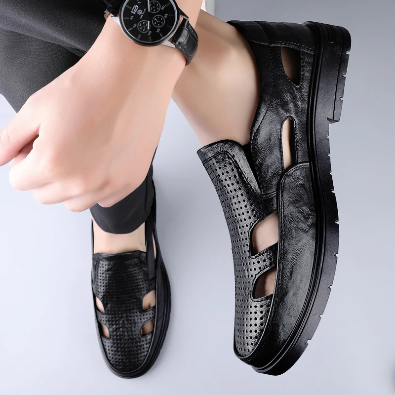 Quality Leather Loafers Mens Casual Sandals Summer Outdoor Sports Men's Sandals Slippers Beach Shoes Daily Commute Men Sandalias