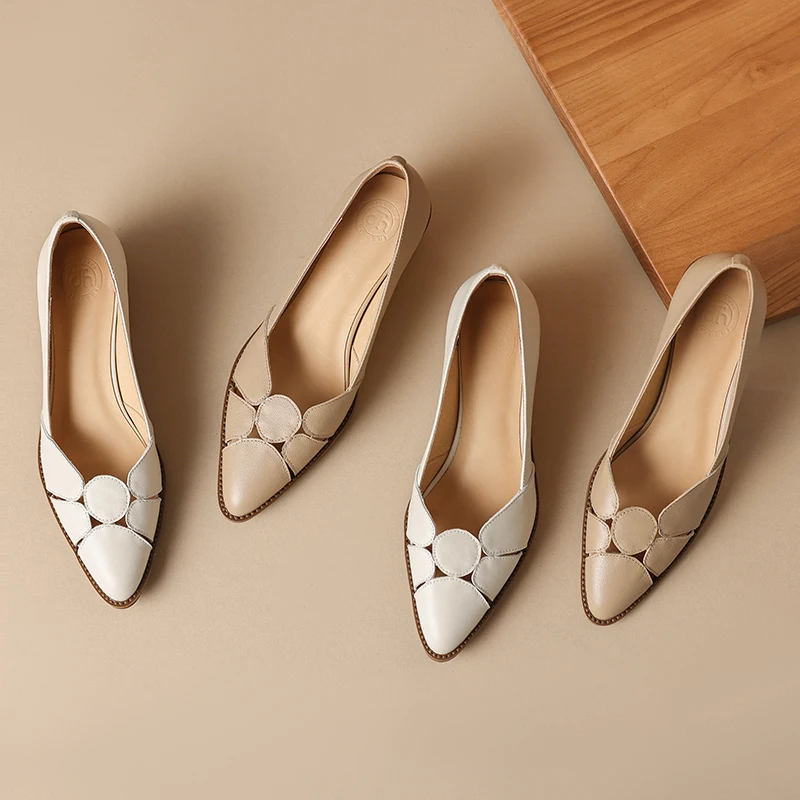 Women Pumps Shoes Pointed Toe Genuine Leather Office Lady GLADIATOR High-Quality Elegant Shoes Lagre Size A60