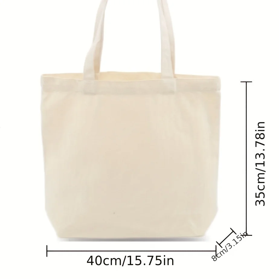 Female Shoulder Bag Foldable Shopping Bag White Canvas Tote Bag For Women Girl Travel Daily Commute