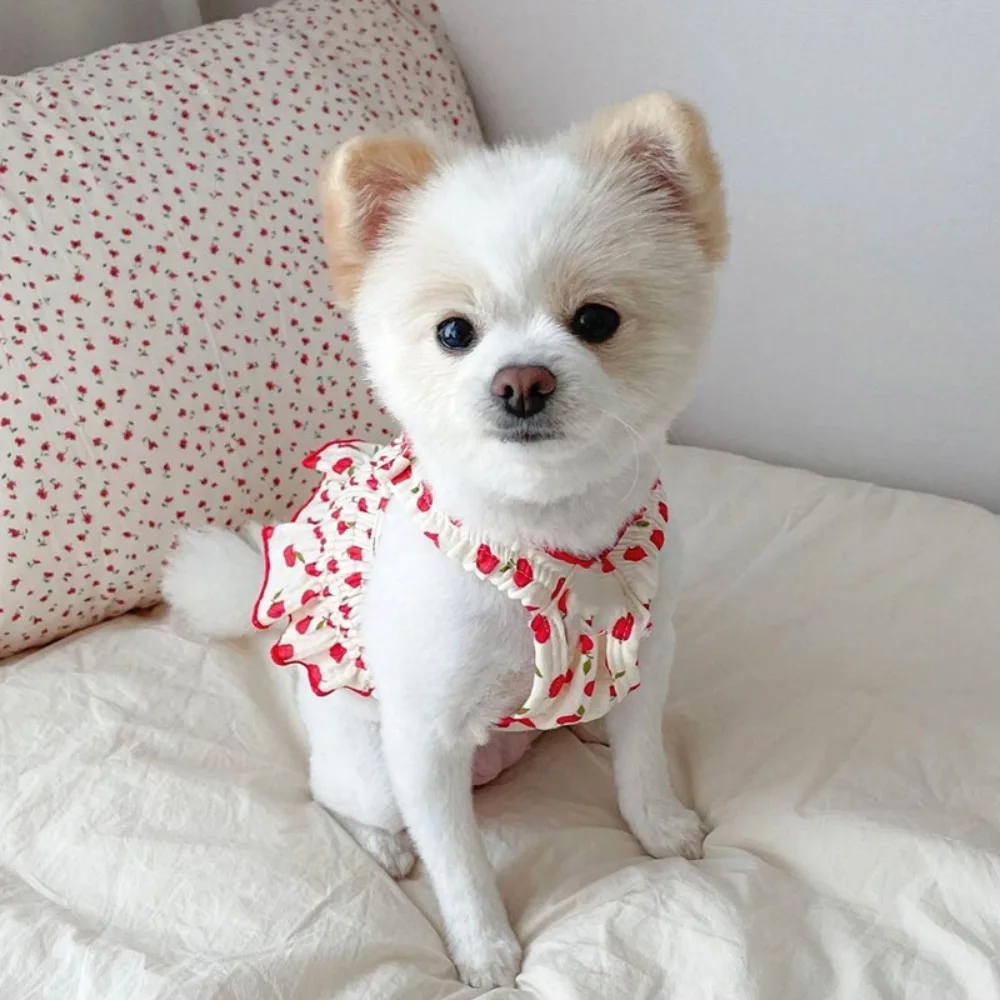 

Pet Supplies Cute Pet Summer Clothes Soft Floral Print Pet Princess Dresses Thin Design Breathable Dog Vest Skirt Small Animal
