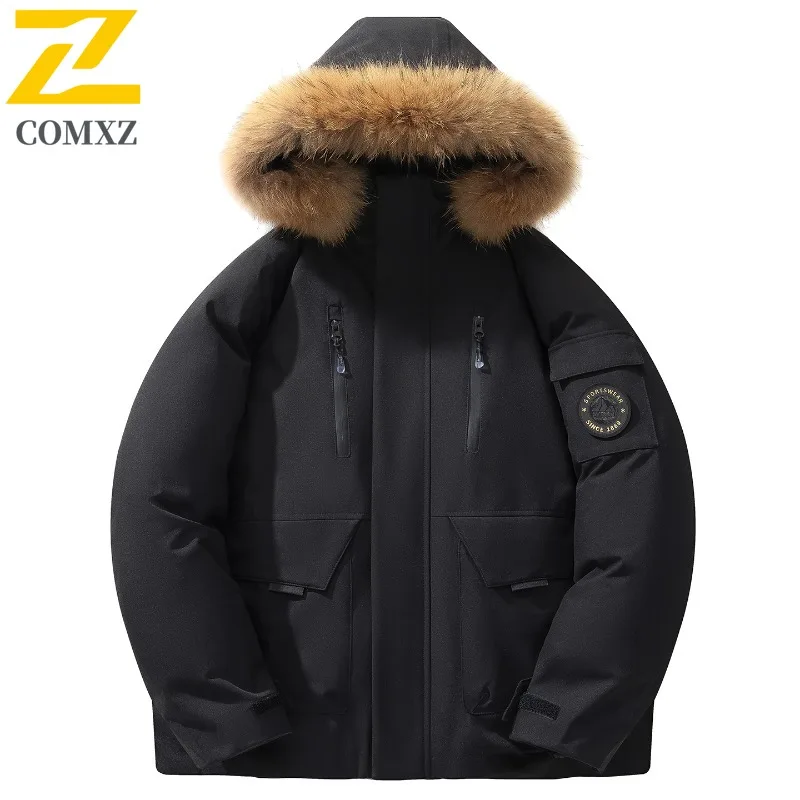 

Warm White Duck Down Jacket Fashion Thick Hooded Outdoor Skiing Puffer Jacket Street High Quality Winter Jacket Men's Clothing