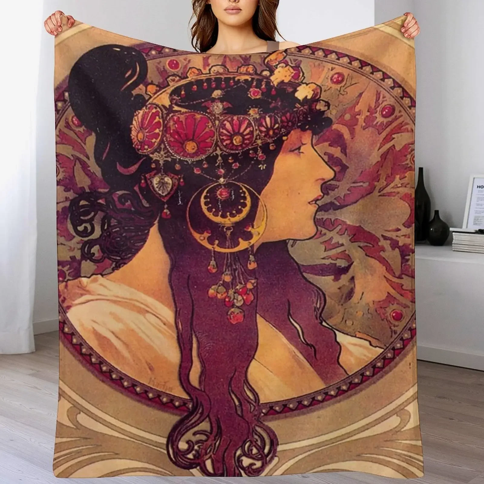 

alfons mucha - alphonse mucha Throw Blanket Soft Bedroom Blanket for Night Sleeping