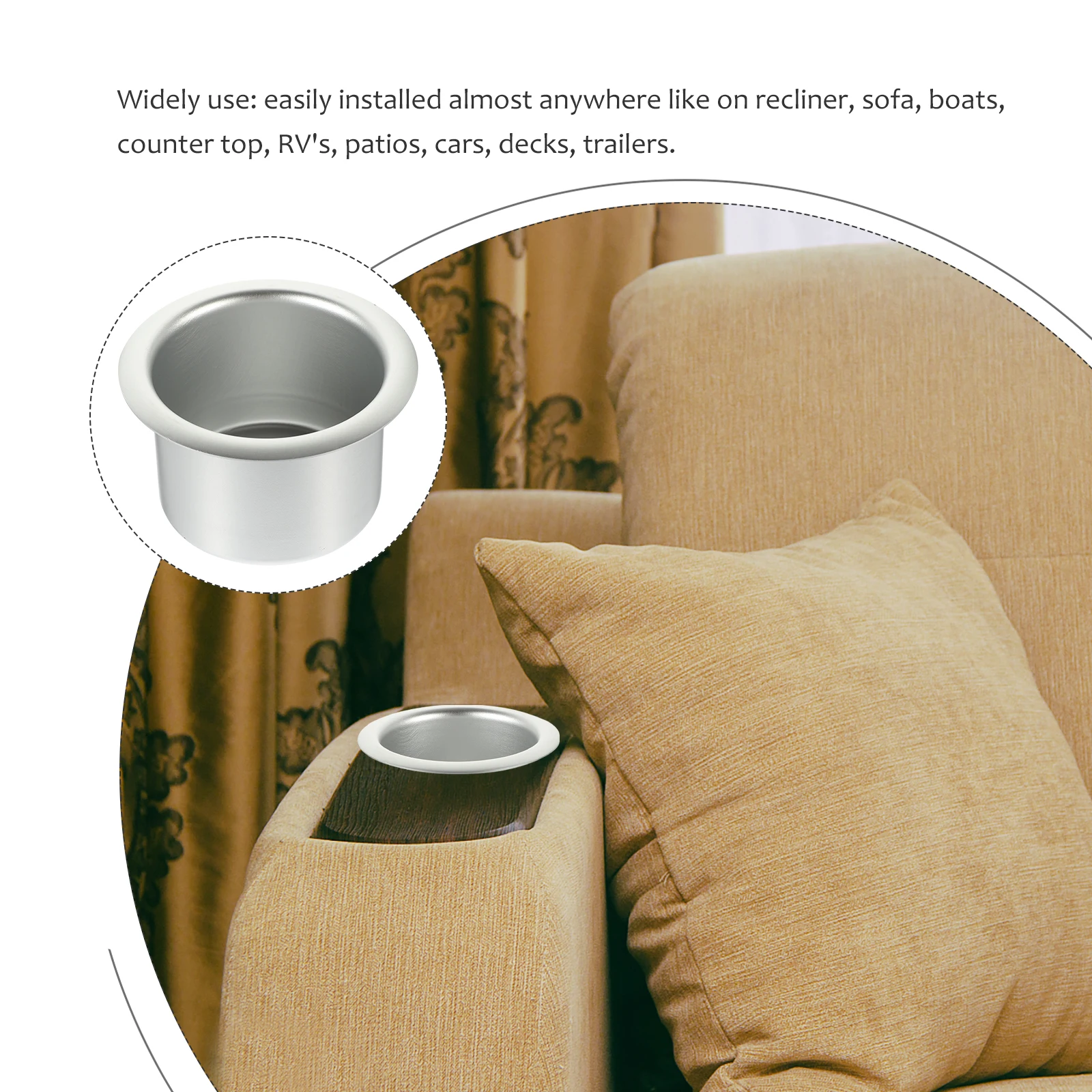 

Cup Holder for Recliner Handle Metal Sturdy Travel Portable Drink Holder for Couch Deck Trailer Patio High Temperature Resistant