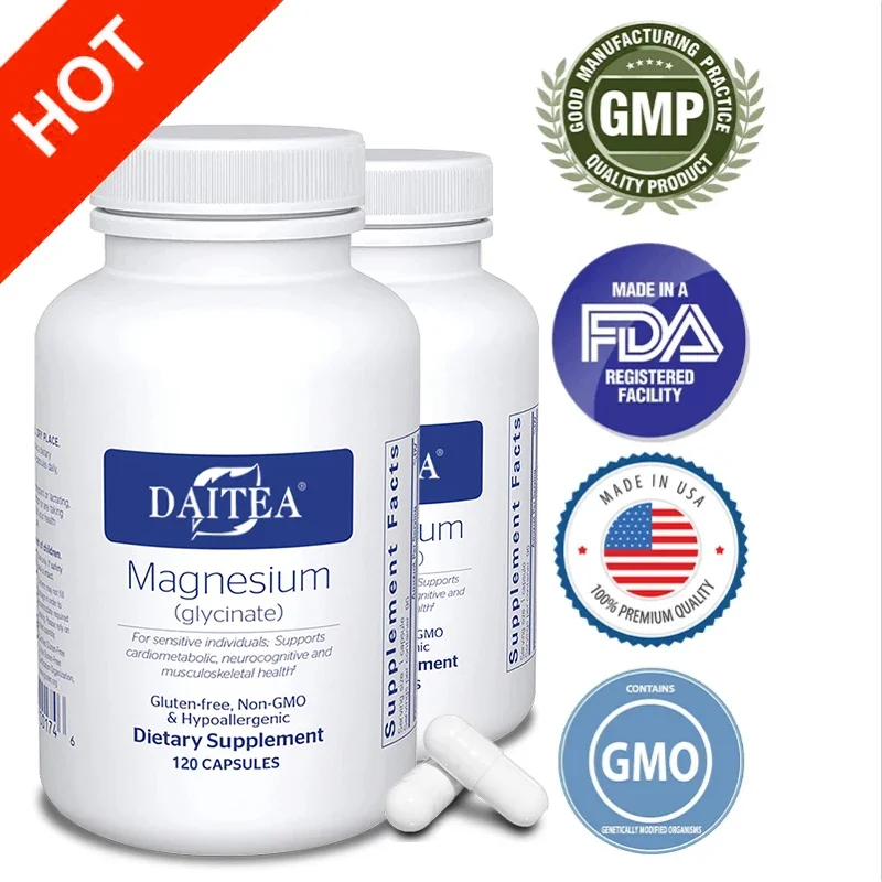 Magnesium Supplement - for Stress, Sleep, Heart Health, Bones, Nerves, Gut Function, Muscle and Metabolism Non-GMO