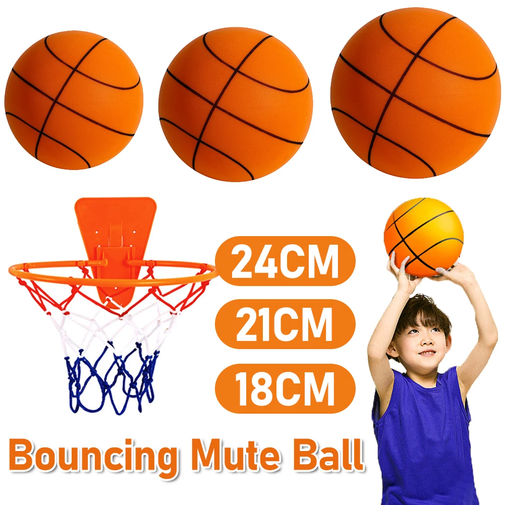 Bouncing Mute Ball 18/21/24cm Silent Foam Basketball Indoor Silent Ball Pat Basketball Silent Toddler Toys Air Bounce Basketball