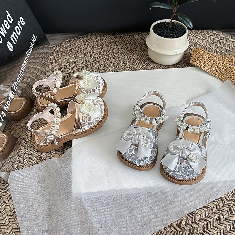 

Mumoresip Kids Princess Shoes with Ribbon Bows Girls Beach Shoes Mesh Breathable 2026 Summer New Children Sandals Soft Bottom
