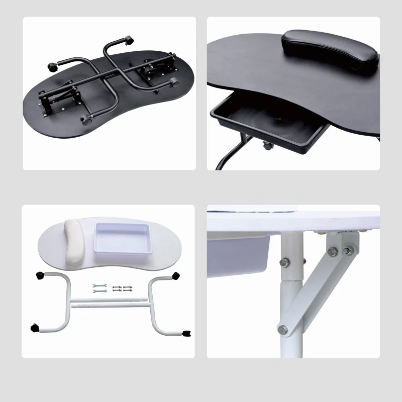 Folding Manicure Table Nail Beautician Desk with Lockable Wheels & Bag Beauty Salon Furniture