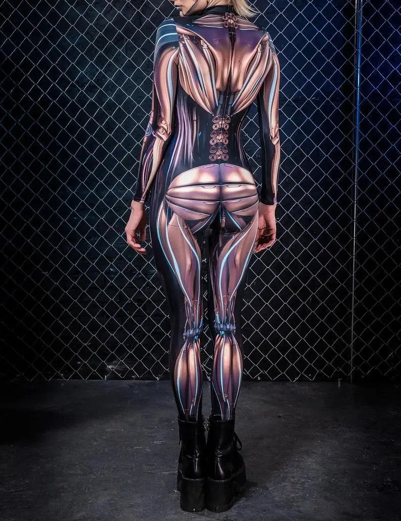 Damen 3D-Digital-Druck Erwachsenen-Cosplay Einteiler-Kostüm Reißverschluss-Jumpsuit Zentai-Kostüm Halloween-Spiel-Party-Bodysuit 2026 – Detail 17