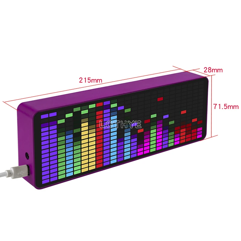 LED Music Spectrum Display RGB Light Colorful Spectrum Pickup Atmosphere Lamp Electronic Clock Voice Control Level Indicator USB