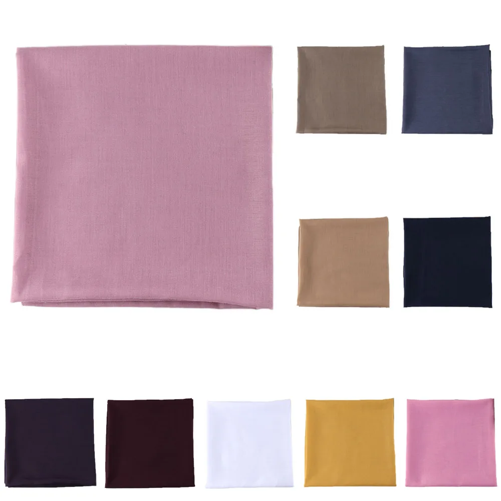 

New 110*110cm Cotton Square Scarf Women Muslim Hijab Shawls Headscarf Solid Headband Islam Turban Bandana Bufandas Foulard Femme