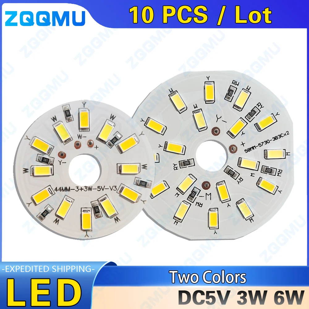 12V 5V Dual Color Temperature LED Light Panel 44MM 58MM Three Colors Low Voltage DC Lamp Bead Light Source Board for Home