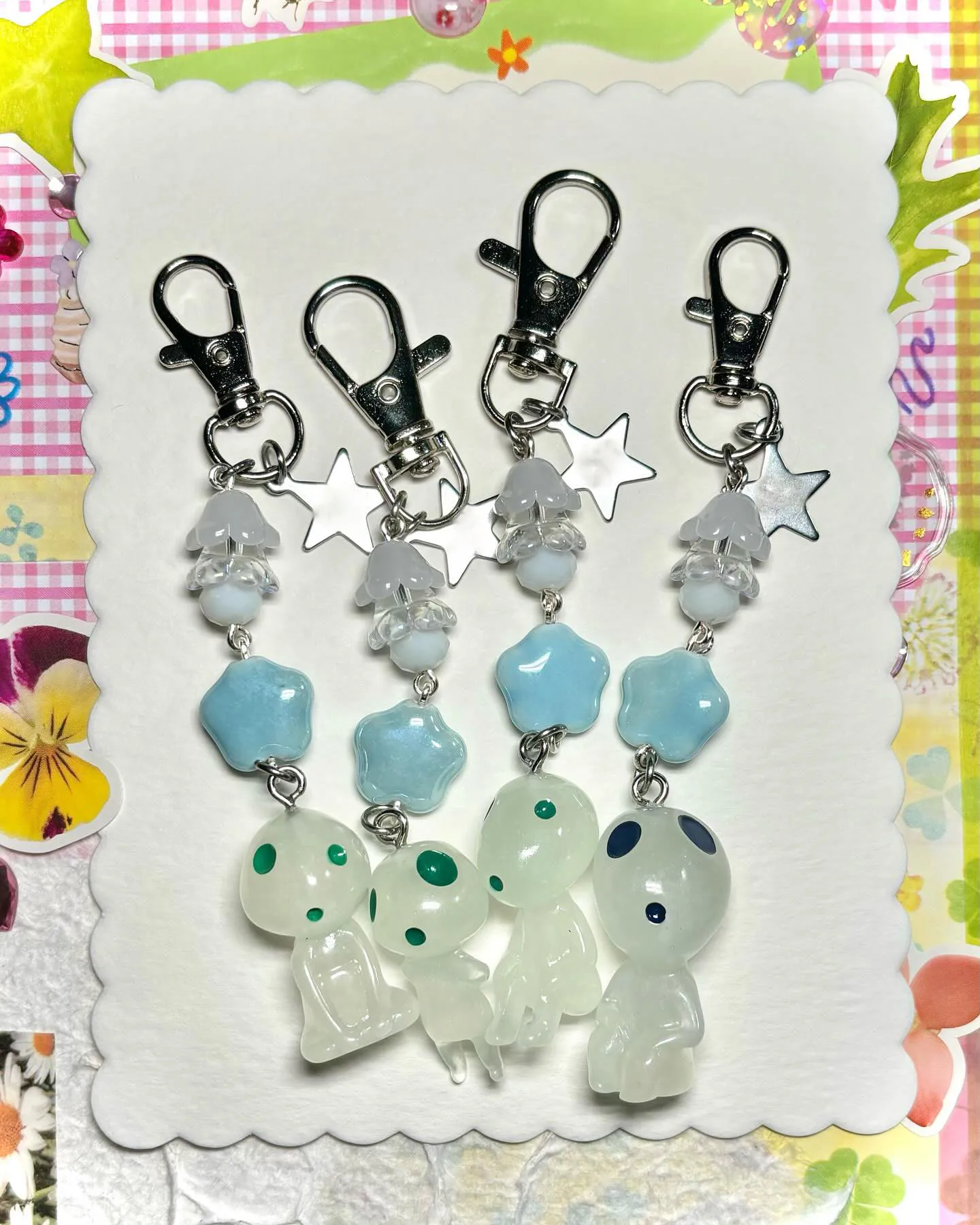 Ghibli-themed  luminous Kodama from Princess Mononoke key chains