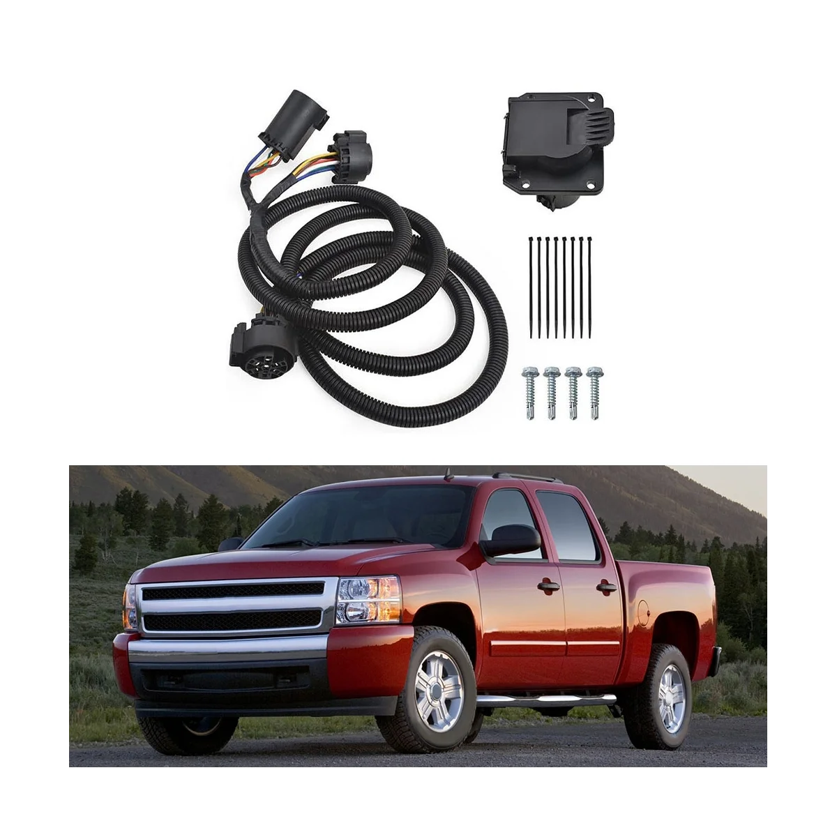 56070 7 Pin Truck Trailer Wiring Harness Extension for Ford Dodge Chevrolet Toyota Nissan