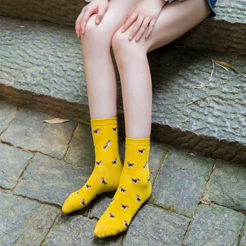 New Winter Autumn Warm Women In Tube Socks Cartoon Mini Animal Sokken Dog Dolphin Duck Patterned Crew socks men