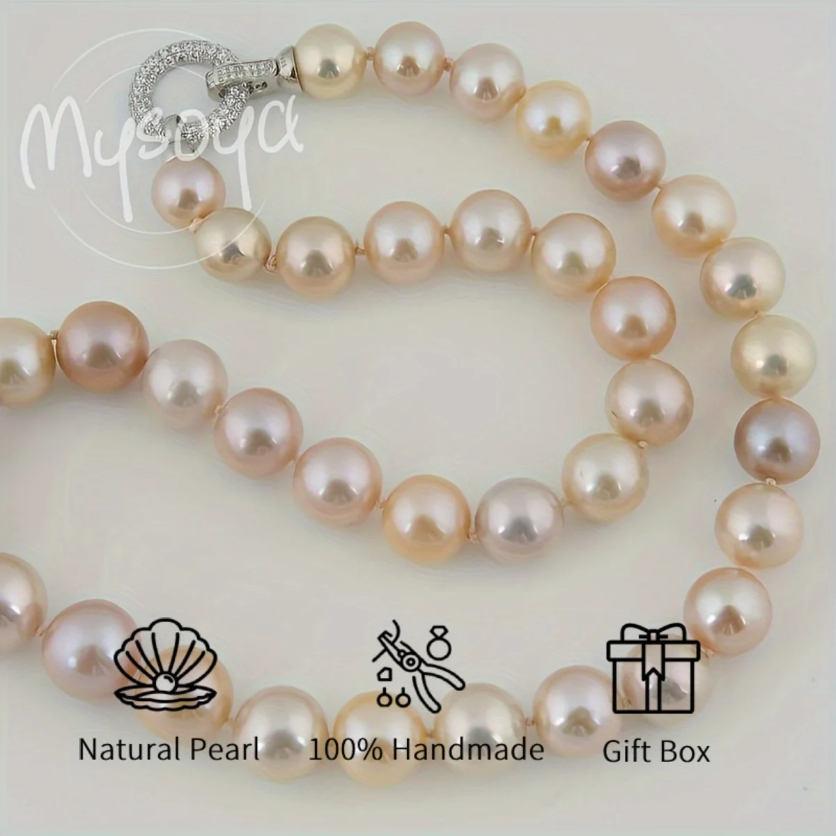 

MYSOYA 10-12 мм большое простое элегантное ожерелье с конфетным жемчугом Эдисона с подарочной коробкой ювелирные изделия ручной работы «сделай сам» идеальный подарок на день рождения и свадьбу