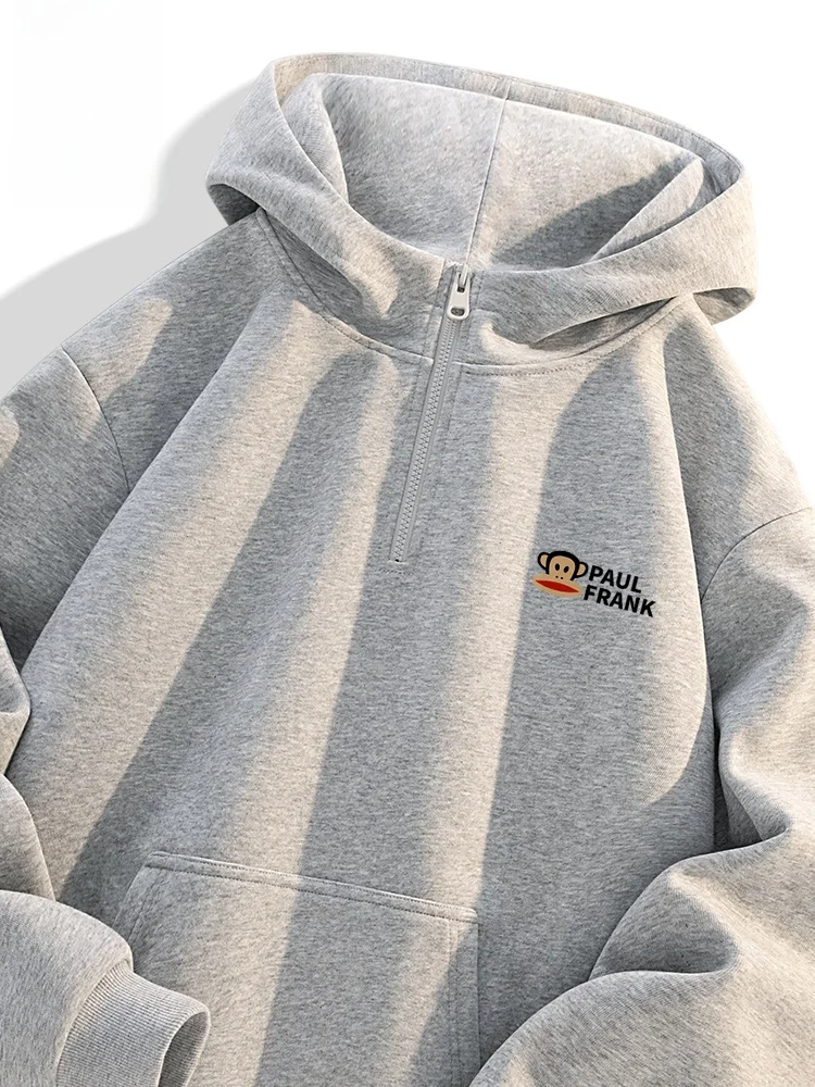 

Men's Hooded Jaet Fce Lined Thiened f Zipper Sweatirt Casual Sle Printed Design Cotton Polyester Blend