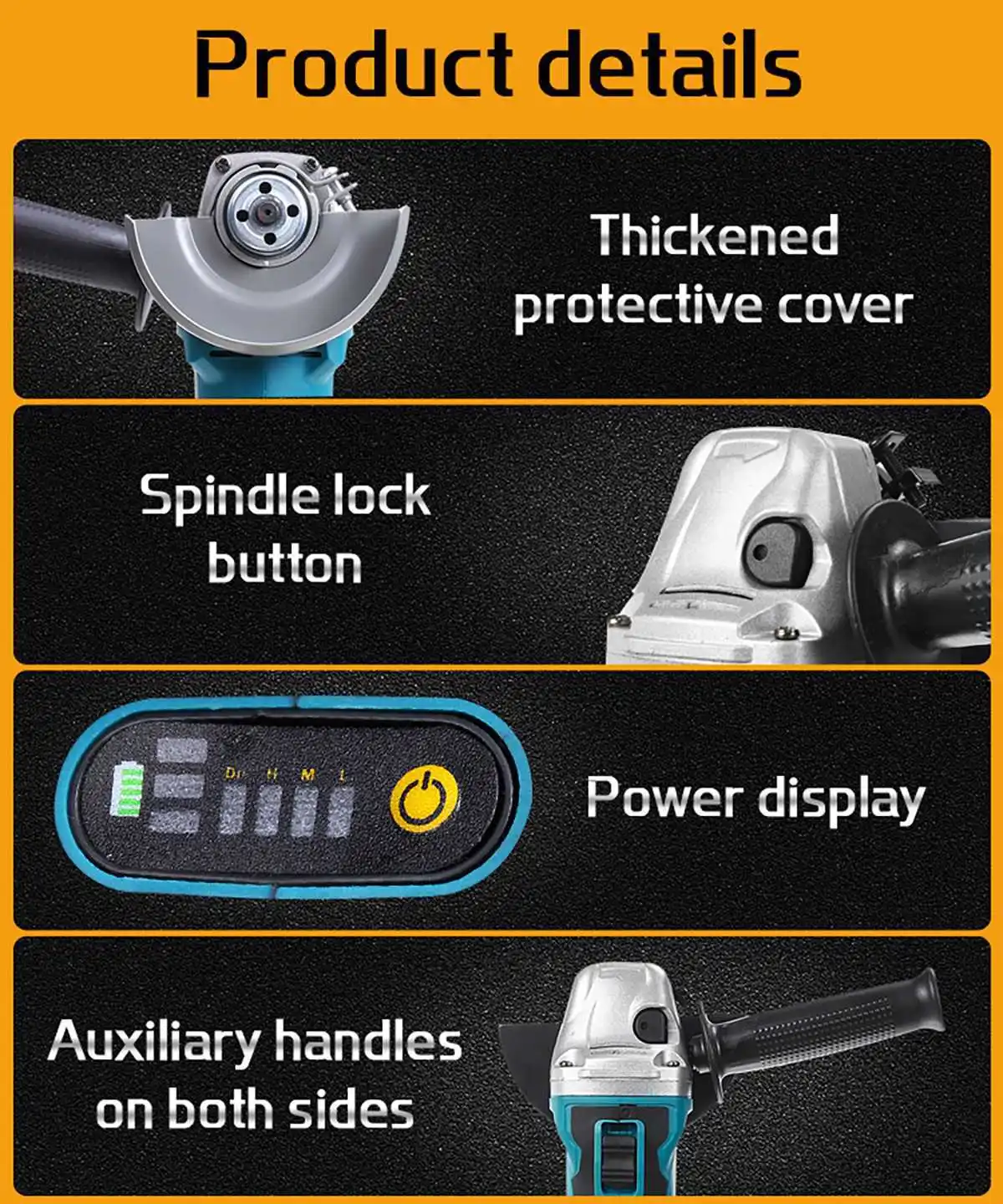 Electric 125/100mm Brushless Angle Grinder Polishing Cutting Machine Cordless Angle Grinder Tool For Makita 18V Battery pin image 2