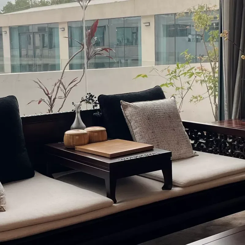 New Chinese Style Solid Wood Sofa Set Modern Simple Zen Living Room Villa High End Arhat Bed Furniture