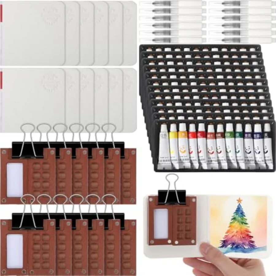 

Набор из 12 мини-акварельных красок, дорожный набор для художников с деревянной палитрой-сеткой, карманный акварельный набор для путешествий